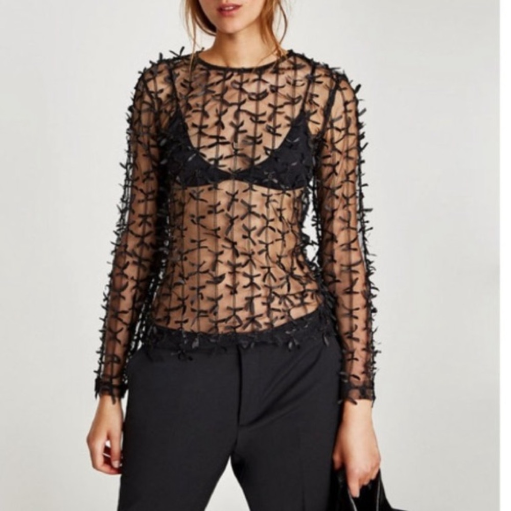 Zara sheer bows top - Picture 2 of 7